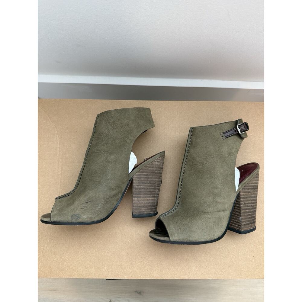 Coach Saratoga Nubuck Peep Toe Booties Size 5 Olive Color - Picture 5 of 12